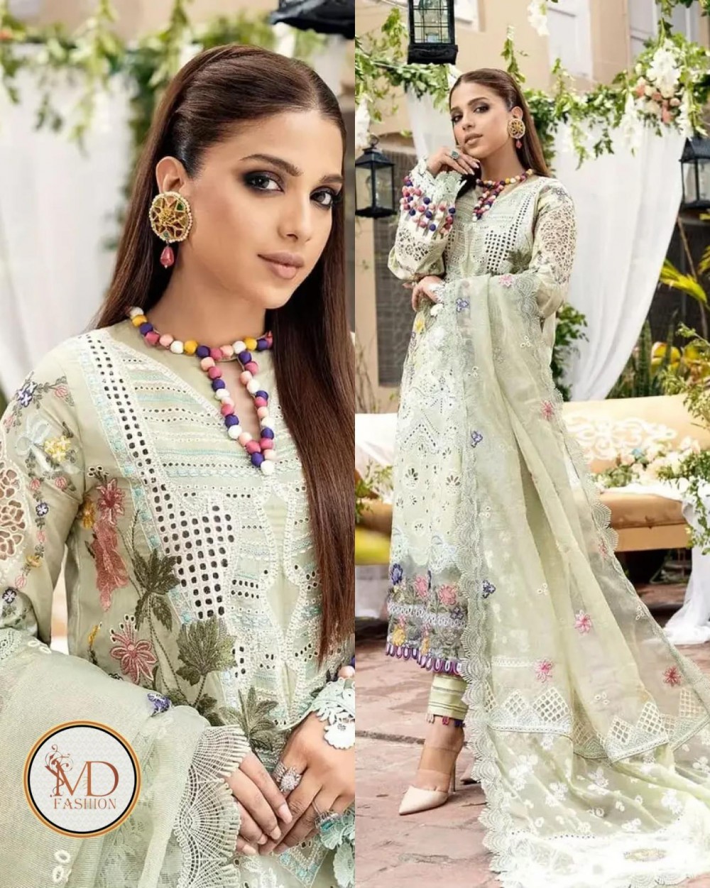 Maryum Hussain lawn premium chikankari dress