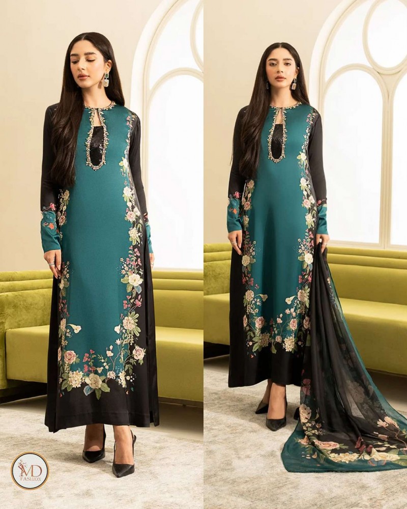 Lulusar Emerald Black Charmeuse Silk