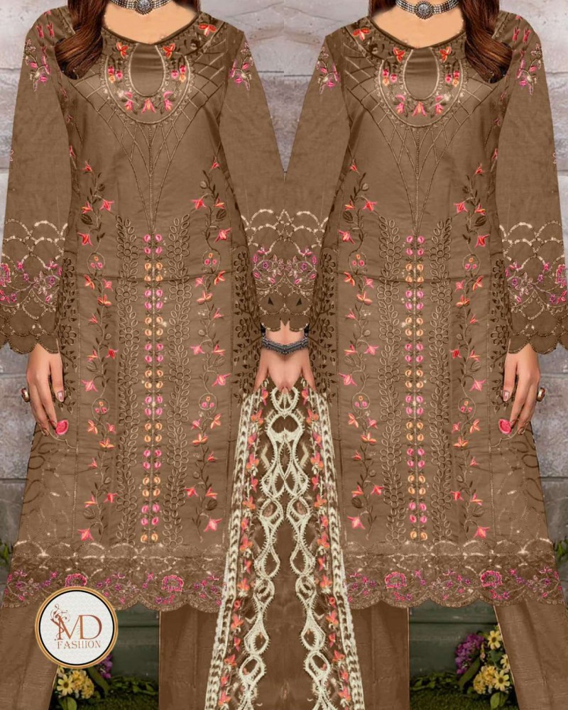 Tawwakal Almond Heavily embroidered dress