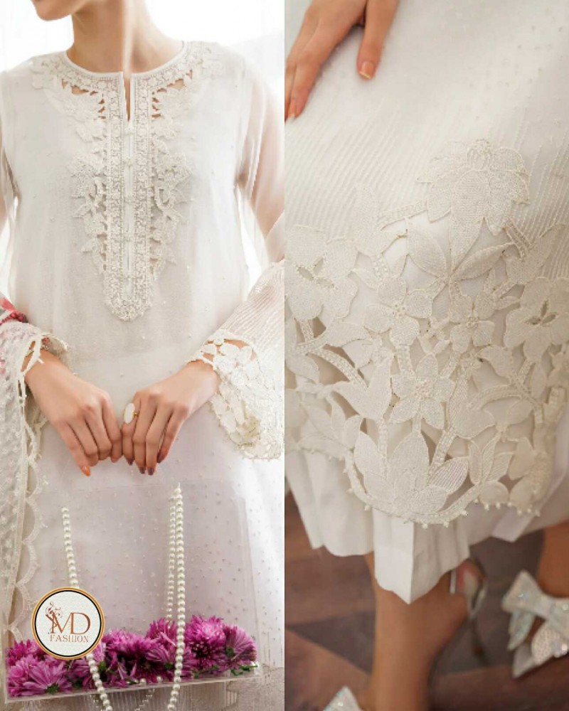 Baroque Pearl white heavily embroidered