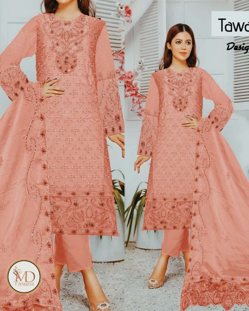 Tawwakal Soft Peach Lawn cotton dress