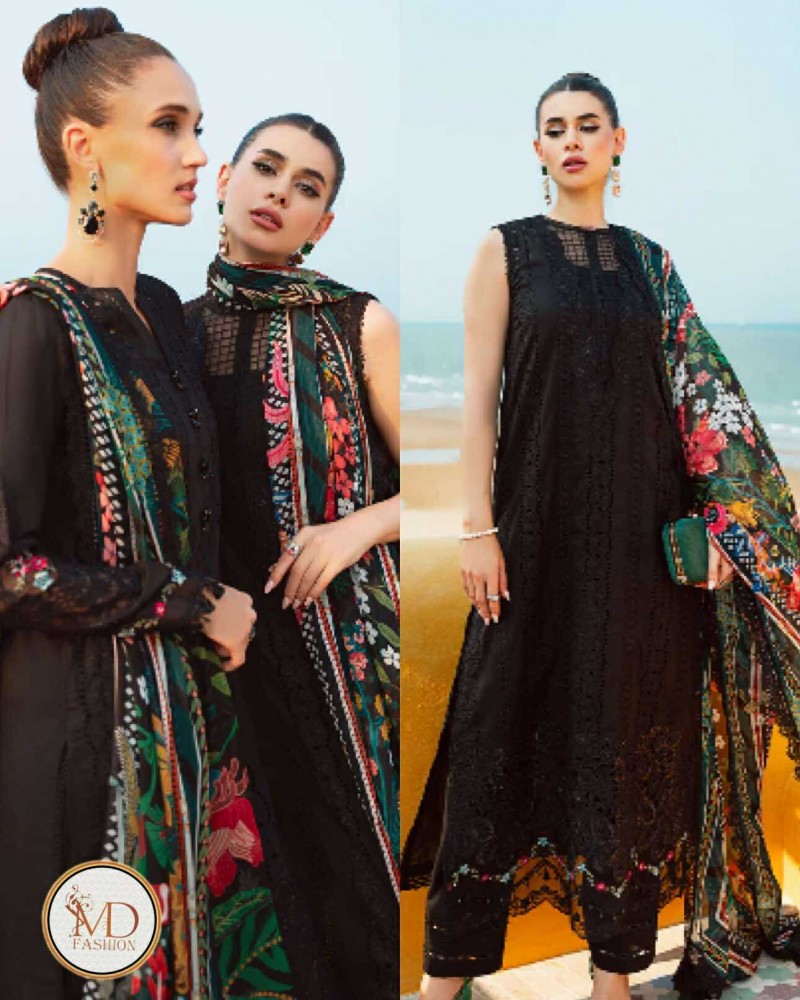 Saira Rizwan Ayzel Black Chikenkari dress