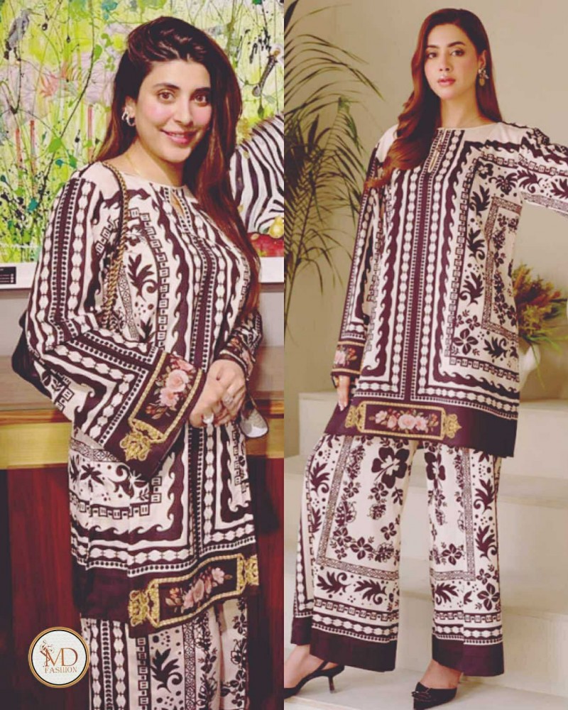 Urwa wears Charmeuse Silk purple white
