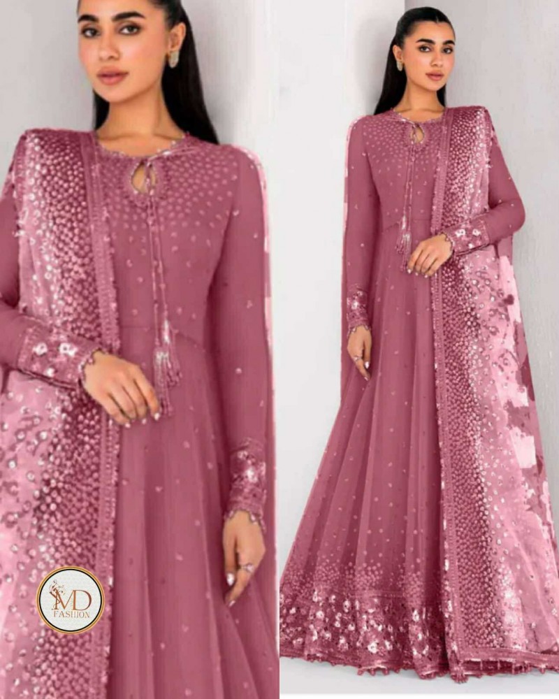 Jazmin Blush Chiffon heavily embroidered Maxi