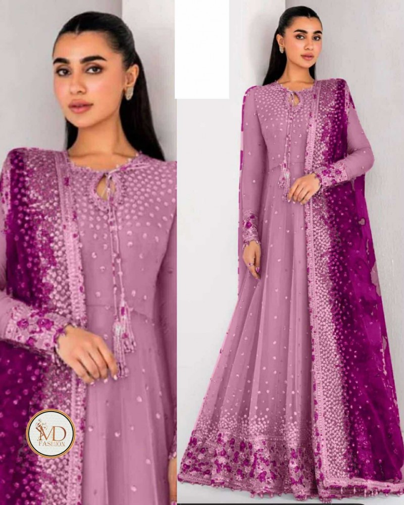 Jazmin Purple Chiffon heavily embroidered Maxi