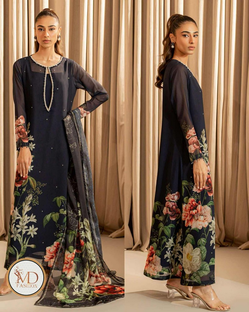 Lulusar dih Charmeuse silk embroidered black