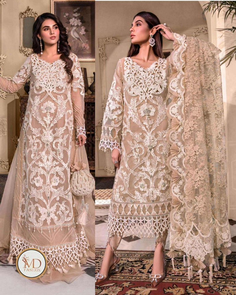 Maria b cream beige heavy embroidered