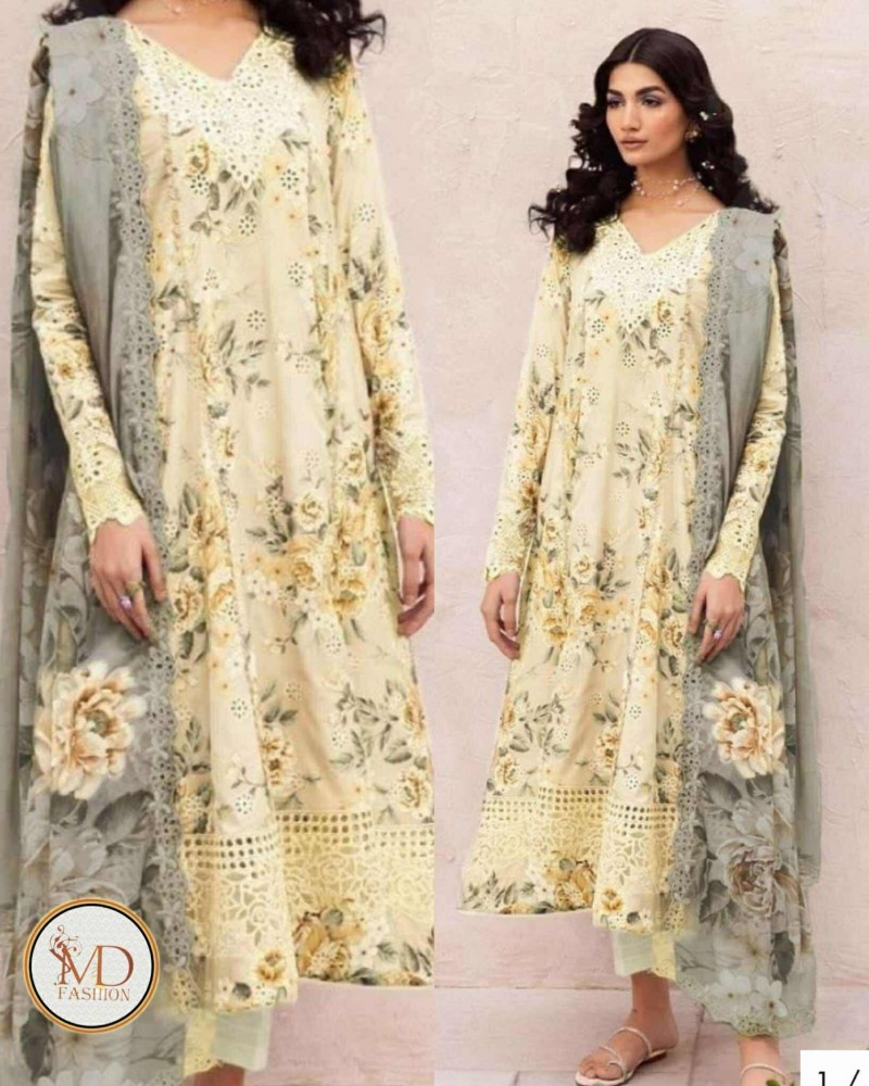 Iznik lemon gray chikenkari ready duppata
