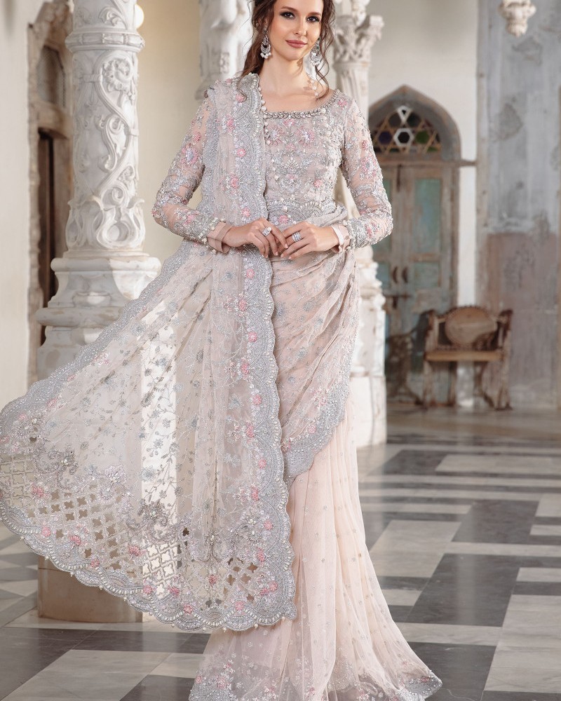 Maria B Couture Pale peach Saree