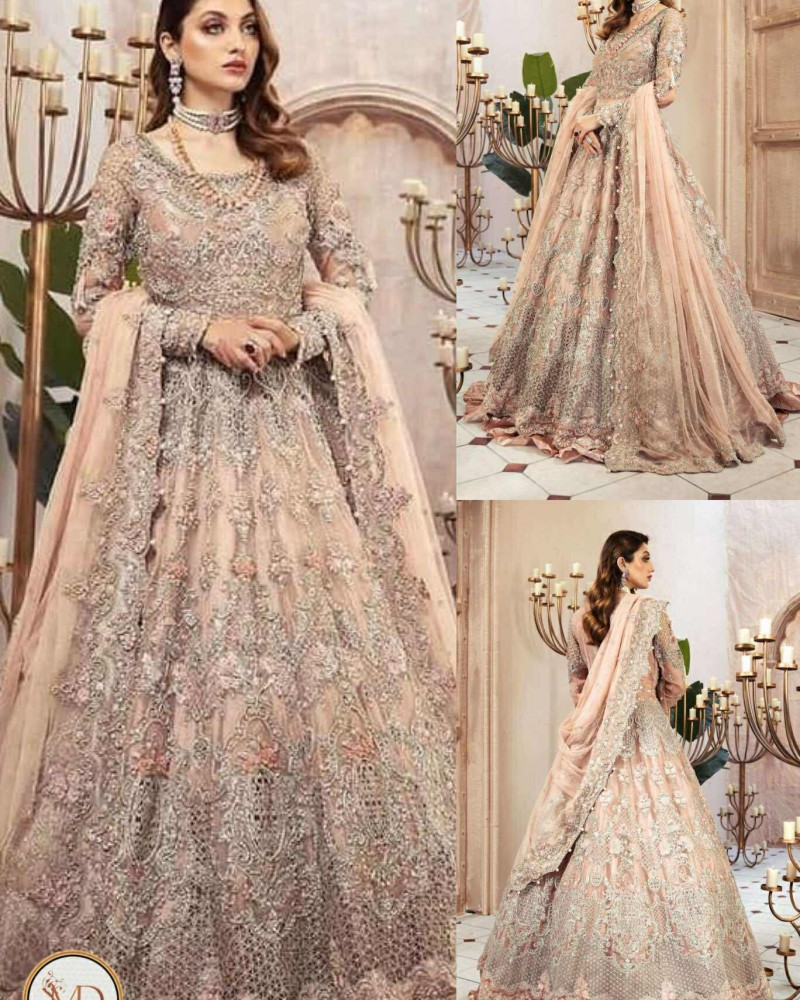 Maria b couture Peach 3d work Maxi