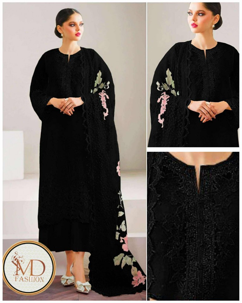 Baroque Black pearl embroidered organza