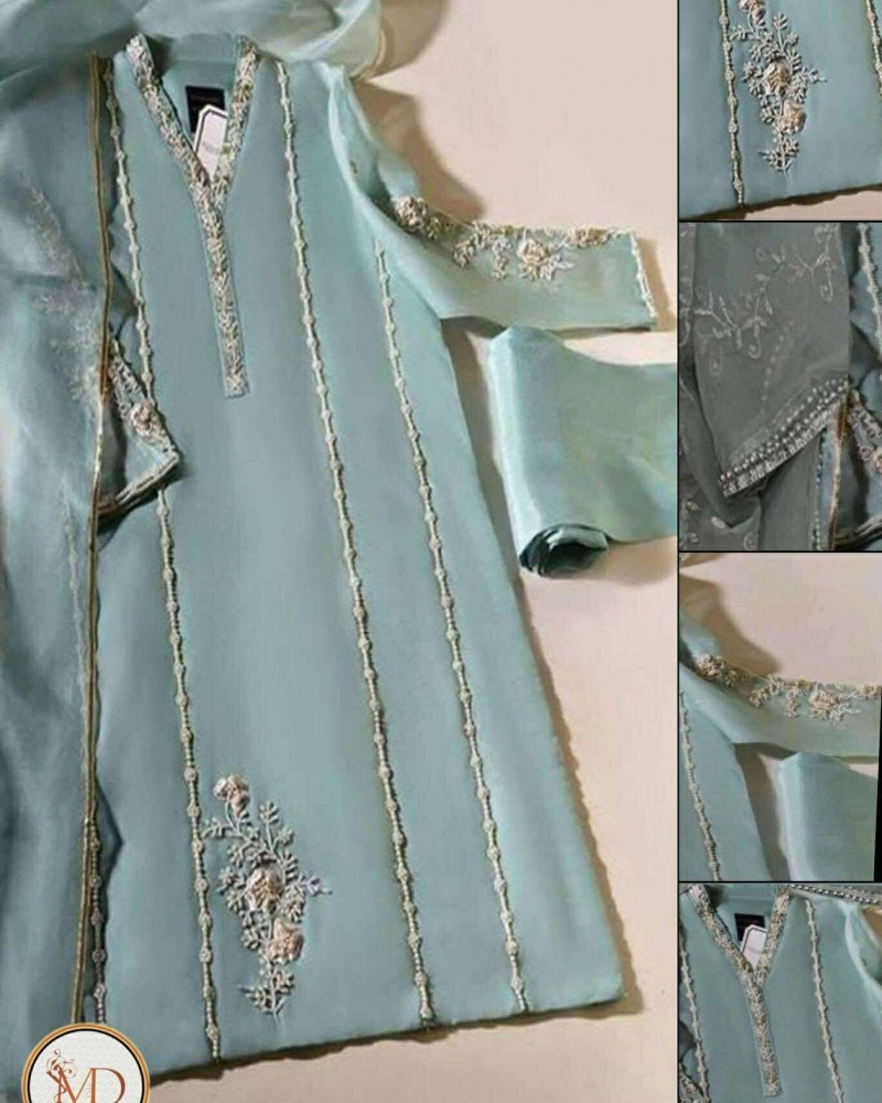 Aghanoor sage green hand embellished 4pcs