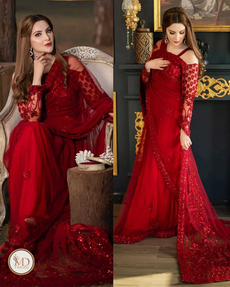 Shazia Kiyani Red Glam Saree