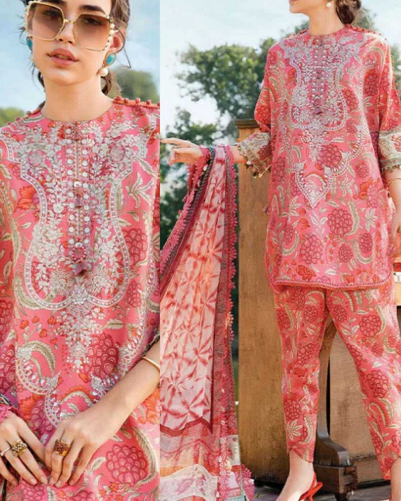 Maria b Pinkish Lawn dress with ready duppata