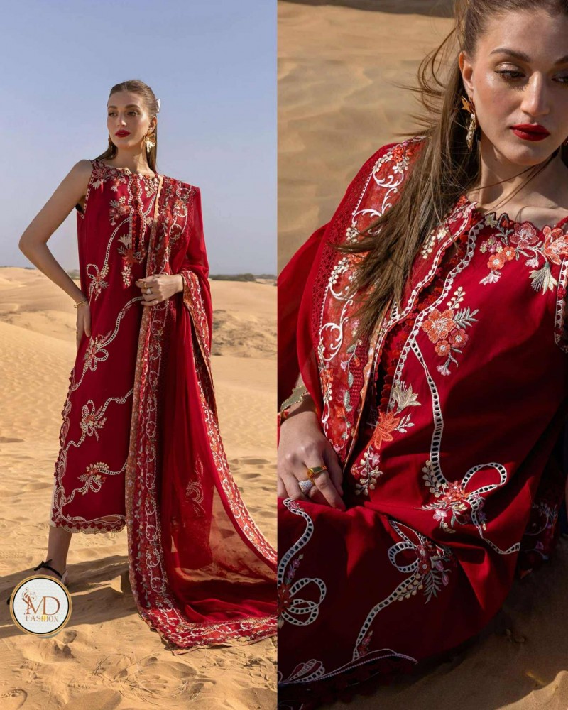 Crimson Twirls And Ties embroidered