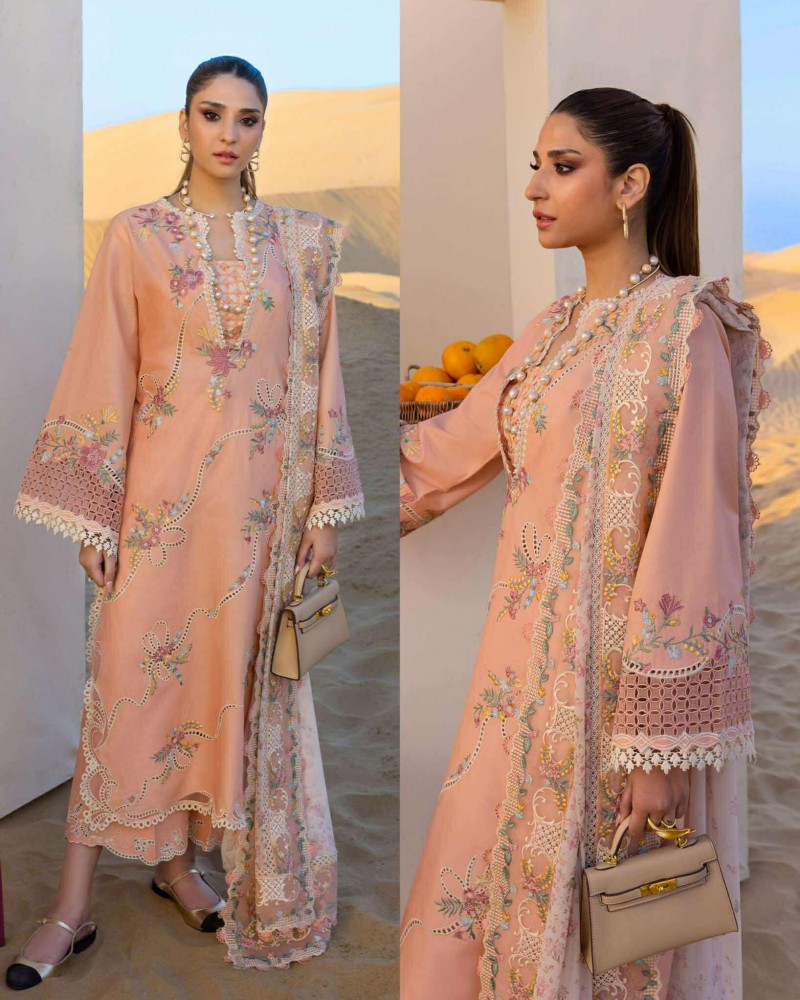 Twirls And Ties - embroidered peach