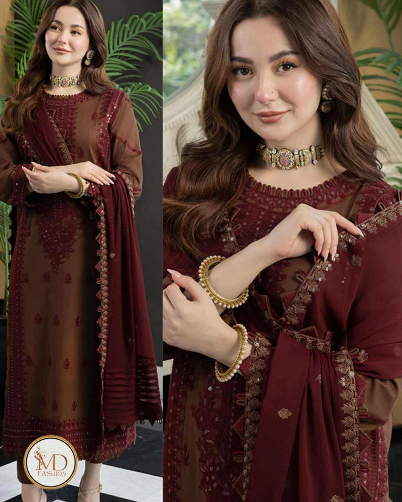 Asim Jofa Chocolate Contrast Hania Amir Chiffon