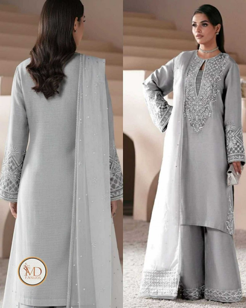 AJR COUTURE Lama SILK Gray SYMPHONY LUXE FESTIVE