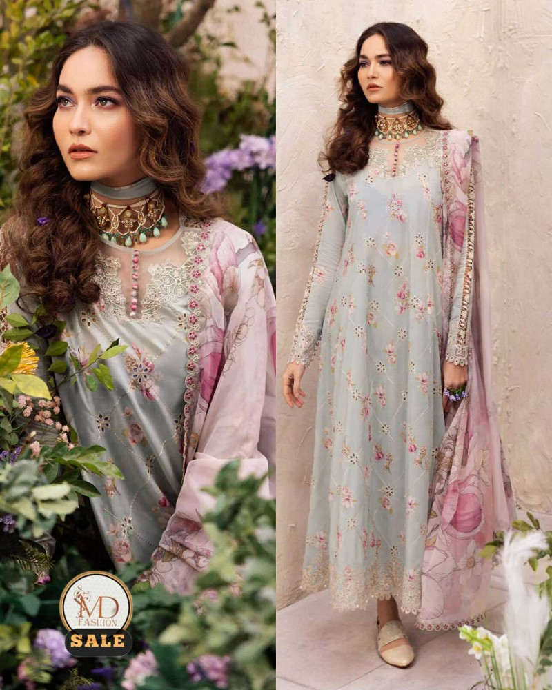 Iznik Lawn gray embroidered dress