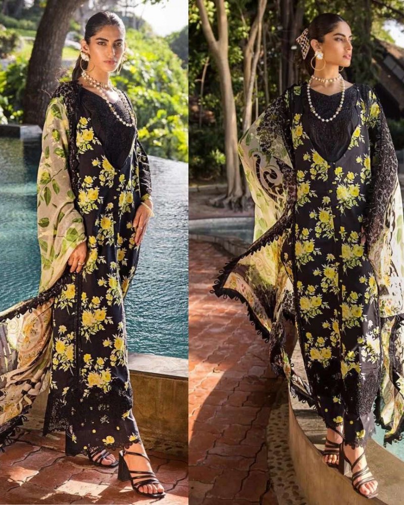 Elaf sun flower Lawn embroidered dress