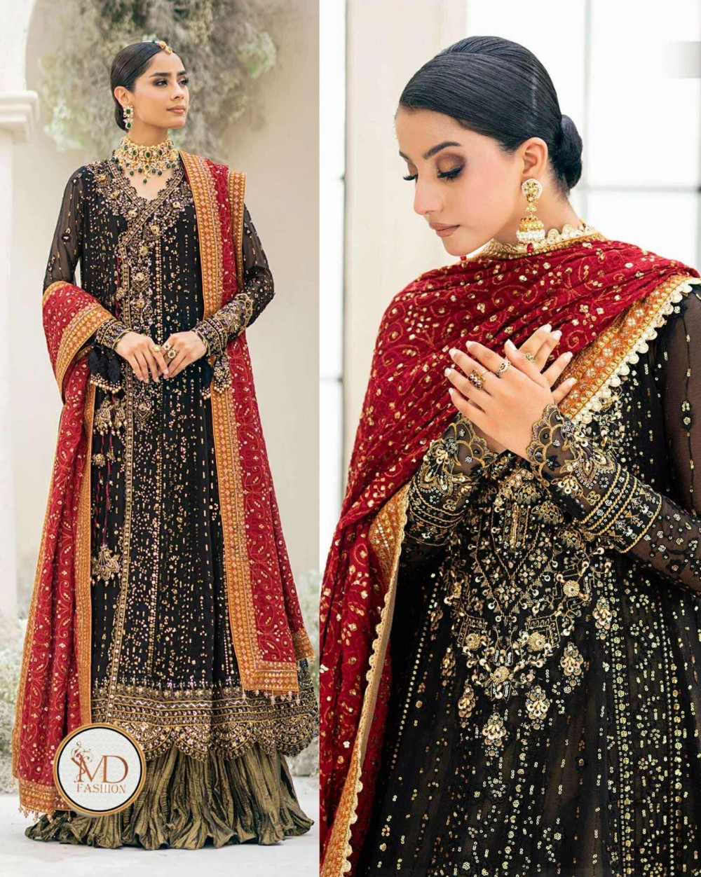 AIK ATELIER Luxury Chiffon With chunri dupatta