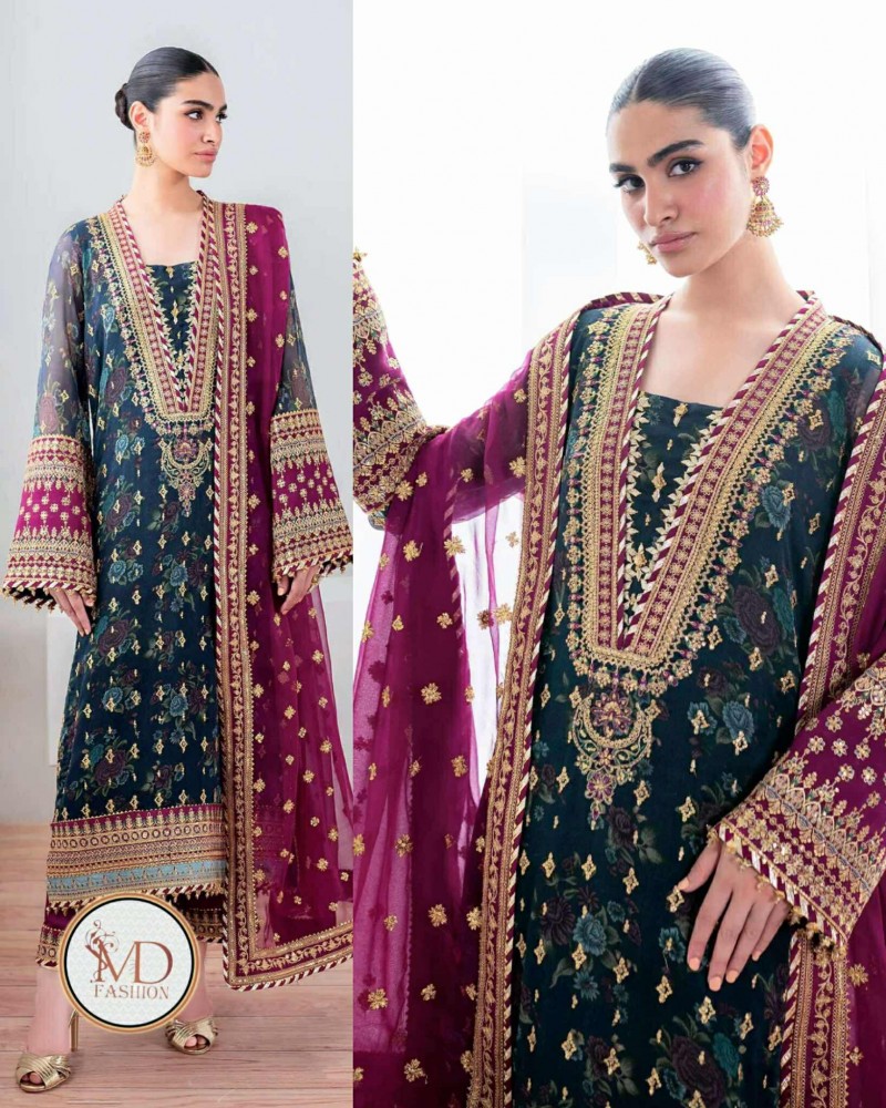 Baroque Zinc Formal Printed Chiffon and embroidered